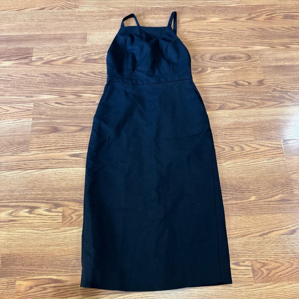 ba&sh Wondy Black Midi Dress Cotton Twill Belted Minimal Chic US 4 - Picture 11 of 15